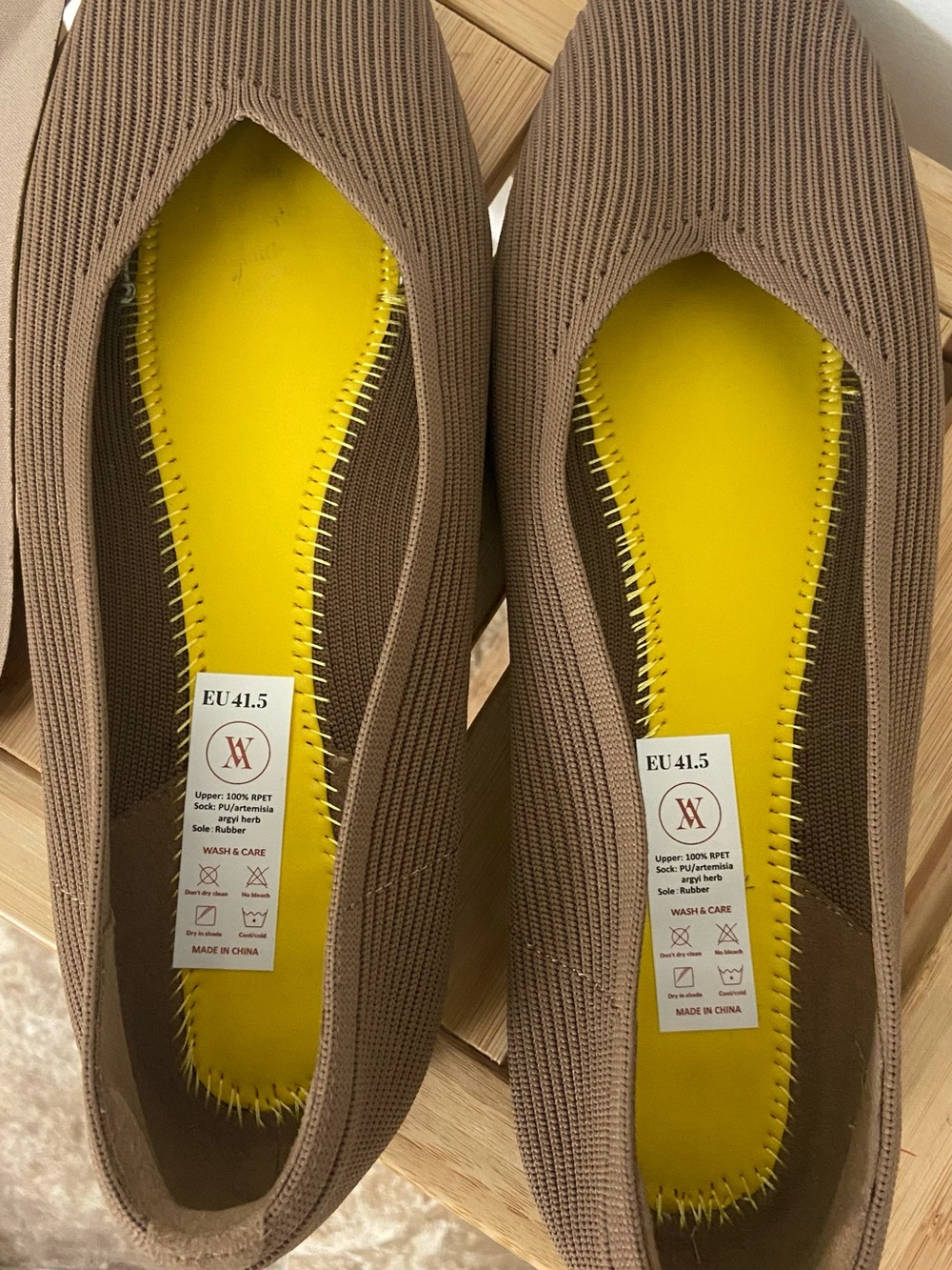 NWOB Vivaia Brown Square Toe Washabl Knit Ballet Flats — Women's Slip-On Loafers - Picture 10 of 10